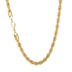 18K gold color stainless steel necklace rope chain necklace