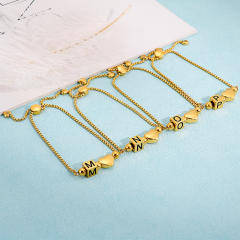 Korean fashion classic heart initial letter stainless steel bracelet