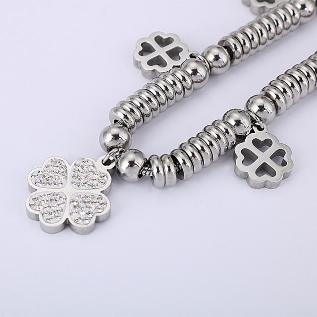 Classic clover charm stainless steel bracelet
