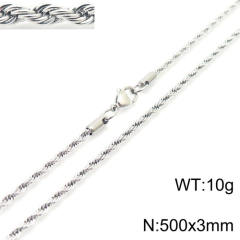 Silver color rope chain stainless steel necklace