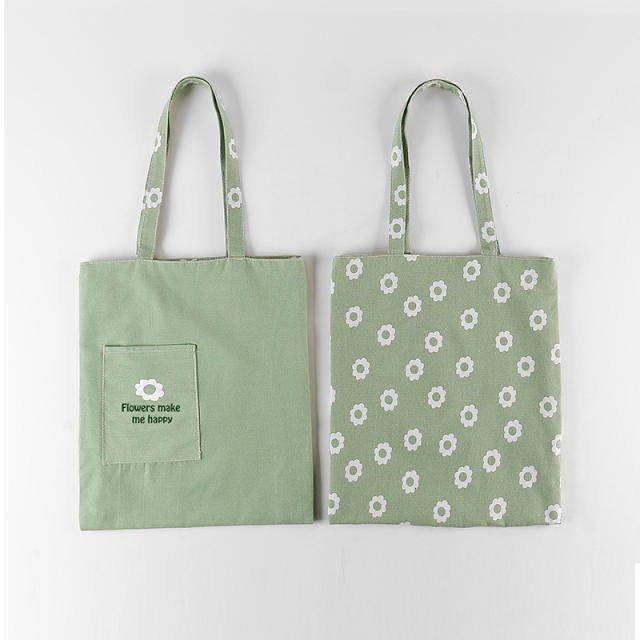 Two side cute pattern canvas tote bag shopping bag