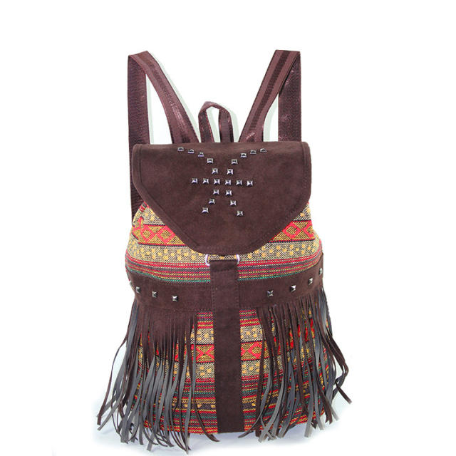 Casual national trend tassel boho backpack bags