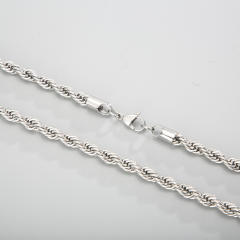 Silver color rope chain stainless steel necklace