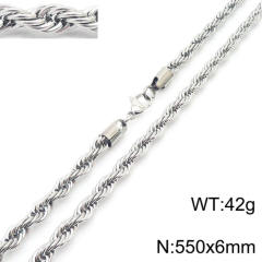 Silver color rope chain stainless steel necklace