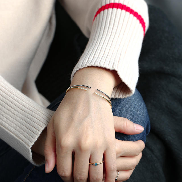 Concise real gold plated openning bangle