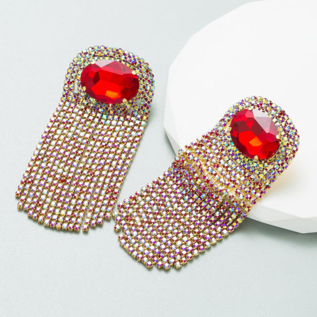 Luxury color glass crystal tassel earrings