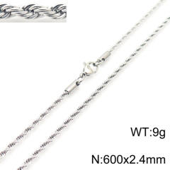 Silver color rope chain stainless steel necklace