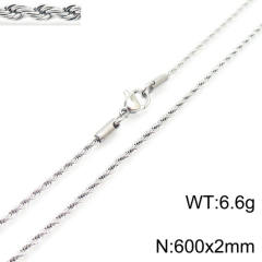 Silver color rope chain stainless steel necklace