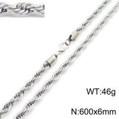 Silver color rope chain stainless steel necklace