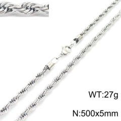 Silver color rope chain stainless steel necklace