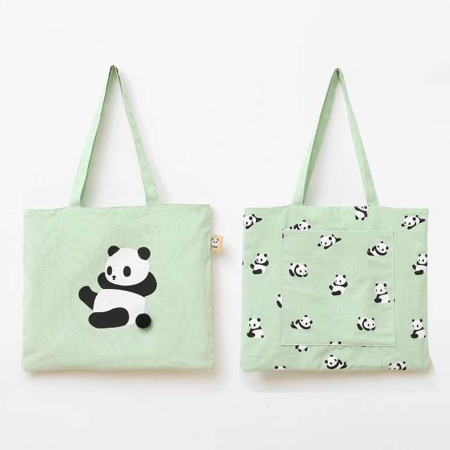 Two side cute pattern canvas tote bag shopping bag