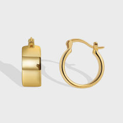 Concise design real gold plated hoop earrings
