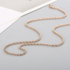 Hiphop rose gold color rope chain stainless steel necklace