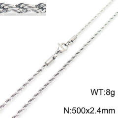 Silver color rope chain stainless steel necklace