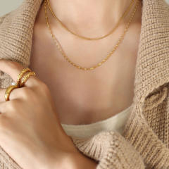 Occident fashion concise two layer chain stainless steel necklace