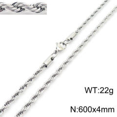 Silver color rope chain stainless steel necklace