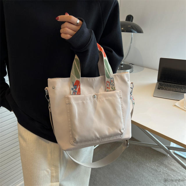 New design nylon material colorful handle bag