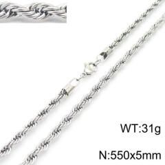 Silver color rope chain stainless steel necklace