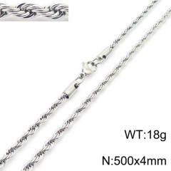Silver color rope chain stainless steel necklace