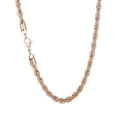 Hiphop rose gold color rope chain stainless steel necklace