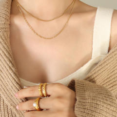 Occident fashion concise two layer chain stainless steel necklace