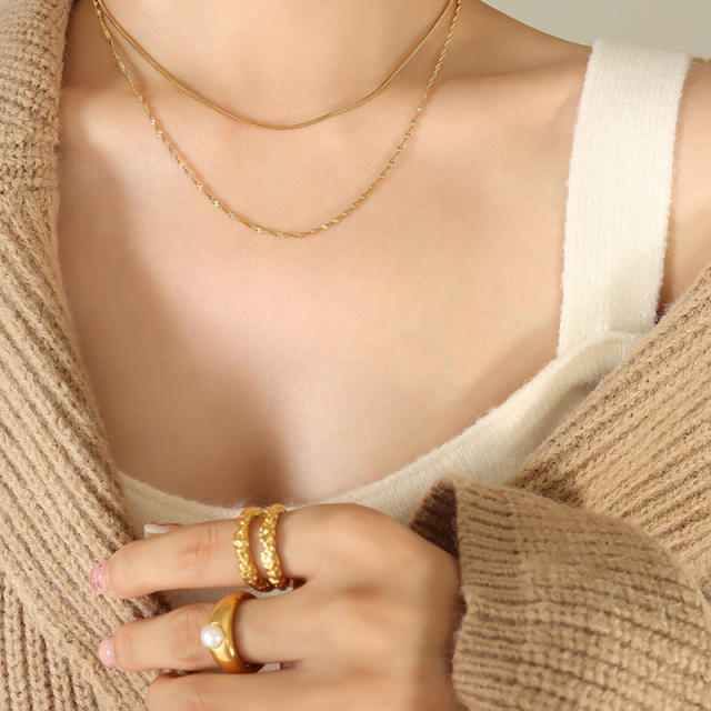 Occident fashion concise two layer chain stainless steel necklace