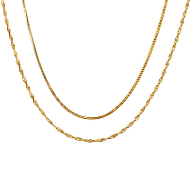 Occident fashion concise two layer chain stainless steel necklace