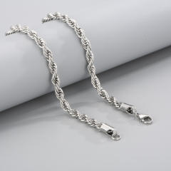 Silver color rope chain stainless steel necklace