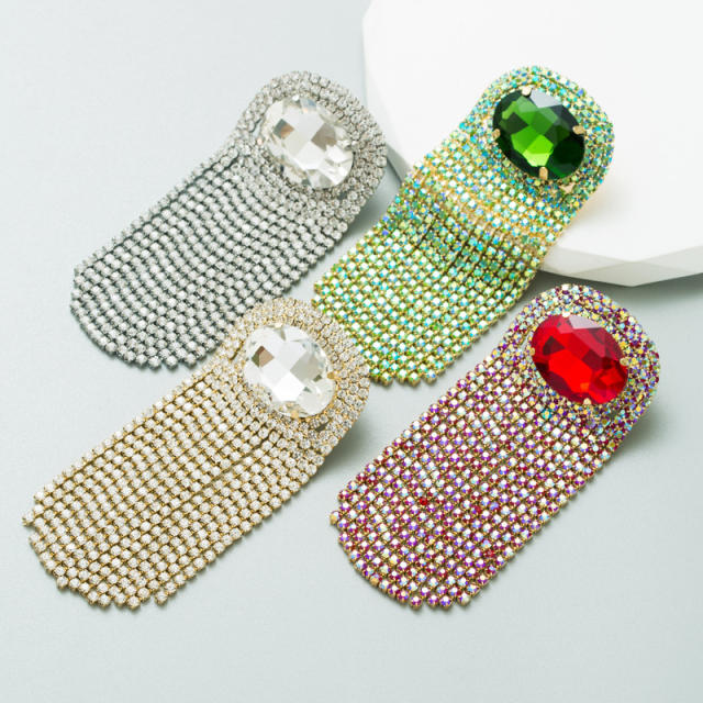Luxury color glass crystal tassel earrings