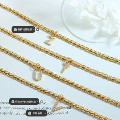 Creative diamond initial letter stainless steel necklace