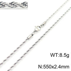 Silver color rope chain stainless steel necklace