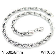 Silver color rope chain stainless steel necklace