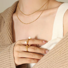 Occident fashion concise two layer chain stainless steel necklace