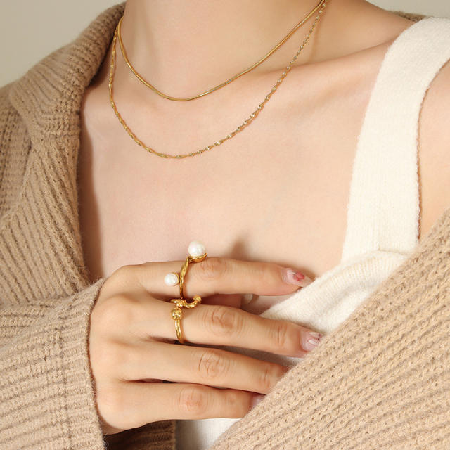 Occident fashion concise two layer chain stainless steel necklace