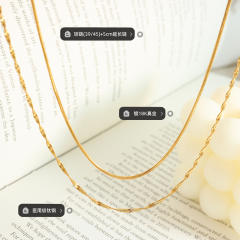 Occident fashion concise two layer chain stainless steel necklace