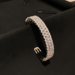 Luxury pave setting diamond cuff bangle rings