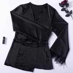 Luxury satin lingerie set with cardigan