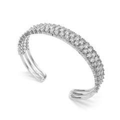 Luxury pave setting diamond cuff bangle rings