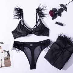 Luxury satin lingerie set with cardigan