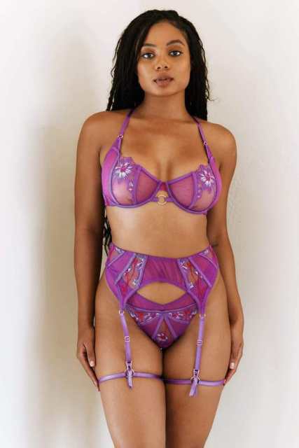 Sexy purple color lingerie set