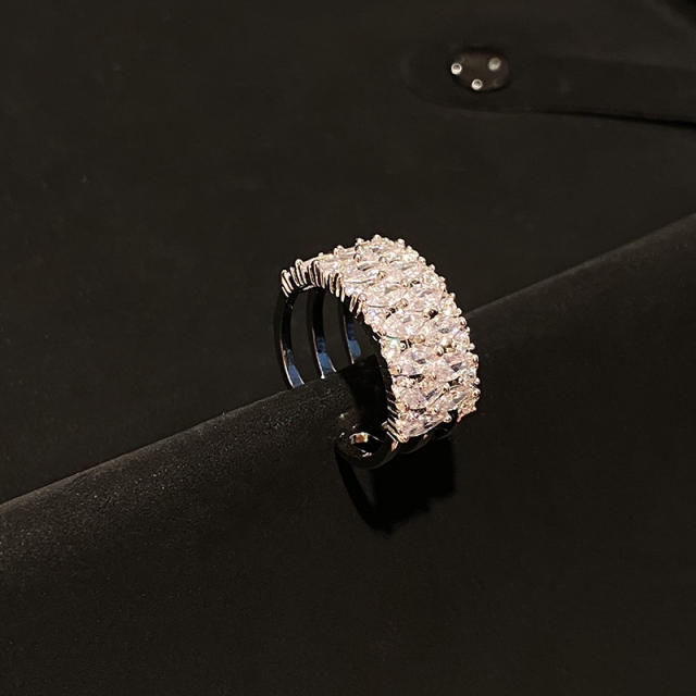 Luxury pave setting diamond cuff bangle rings