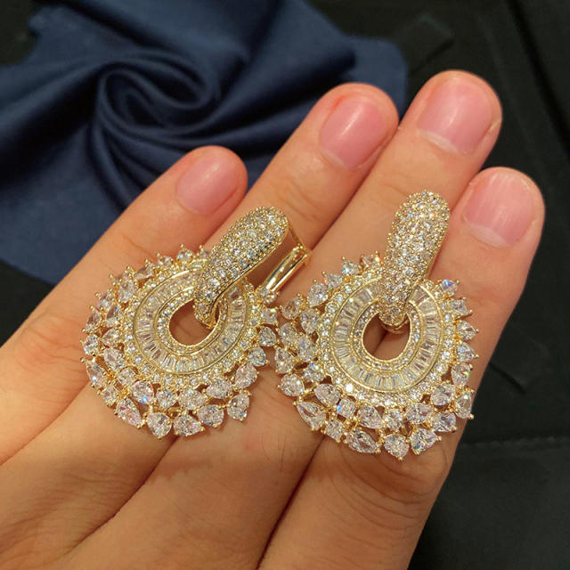 Top quality pave setting diamond earrings