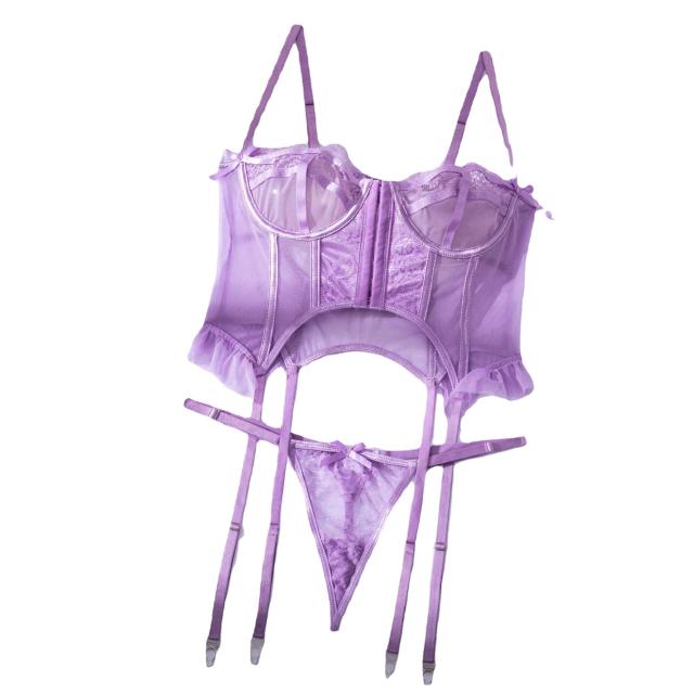 Corset lingeries set sweet purple color set