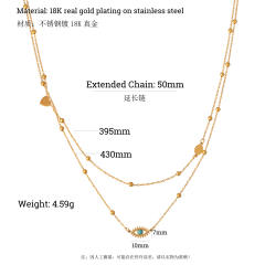 INS personality two layer evil eye stainless steel necklace dainty necklace