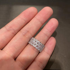 Luxury pave setting diamond cuff bangle rings