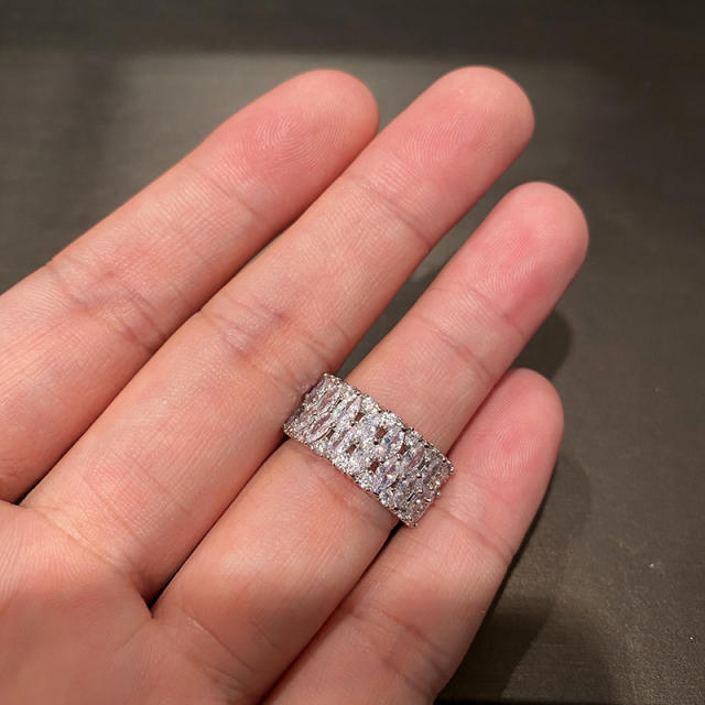 Luxury pave setting diamond cuff bangle rings