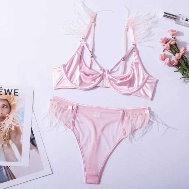 Luxury satin lingerie set with cardigan