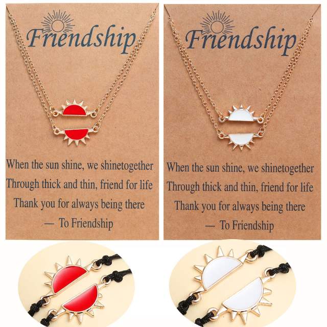Best friends enamel sun card bracelet card necklace