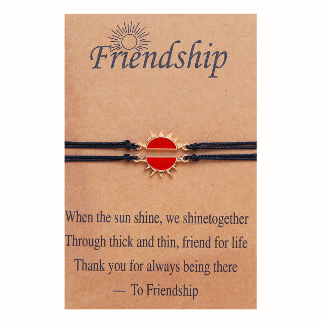 Best friends enamel sun card bracelet card necklace