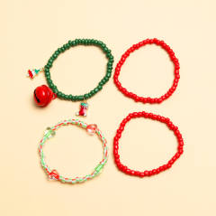 Color seed beads bell charm layer christmas bracelet